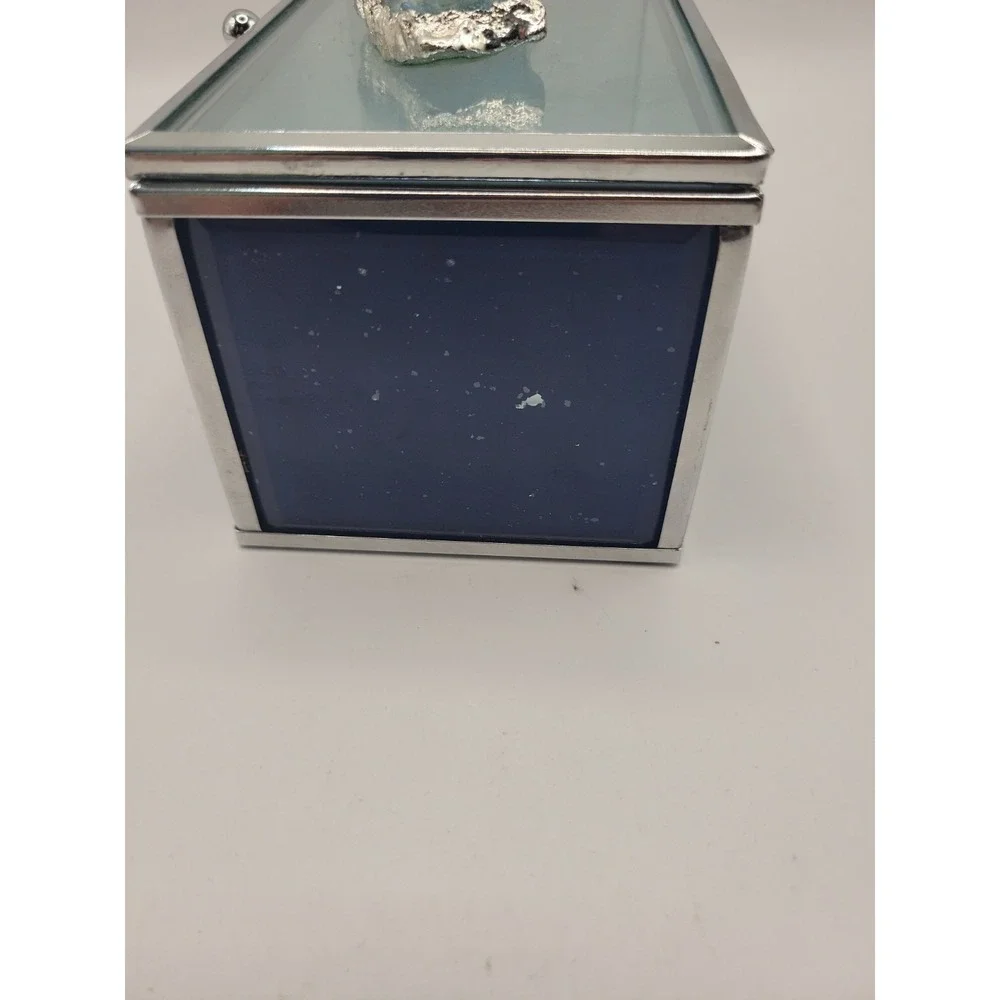 Cynthia Rowley New York Blue & Silver Tone Jewelry Box with Celestite Geode
